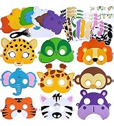 Winlyn 27 Sets Jungle Animal Masks Craft Kits Safari Animal Face Masks DIY Foam Zoo Animal Party ...