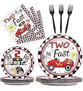 96pcs Two Fast Plates and Napkins Race Car Party Decorations Racing 2 fast Party Plates and Napki...