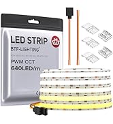 BTF-LIGHTING FCOB COB LED Strip CCT Flexible High Density 16.4FT 640LED/m Tunable 3000K-6000K CRI...