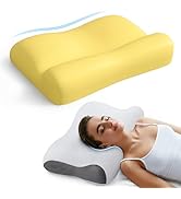 Memory Foam Bed Pillow for Sleeping, Ergonomic Cervical Neck Support Orthopedic Contour Pillow fo...