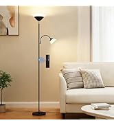 SIBRILLE 2-in-1 Torchiere Floor Lamp, 34W Super Bright LED Standing Lamp with Remote &amp; Touch Cont...