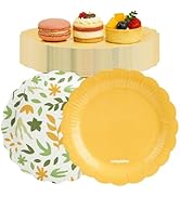 VIVAVENTURE 30 Pack Disposable Paper Plates, 7 Inch Yellow Paper Plates, Microwave-Safe Disposabl...