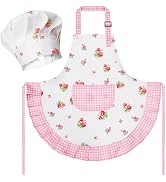 R HORSE 2Pcs Kid Apron Chef Hat Set Children Kitchen Apron Dress up Role Play Chef Toy Funny Cook...