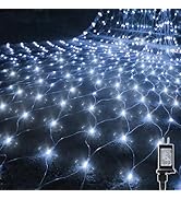 WATERGLIDE Outdoor Christmas Net Lights, 12FT x 5FT 360 LED Mesh String Light with 8 Lighting Mod...