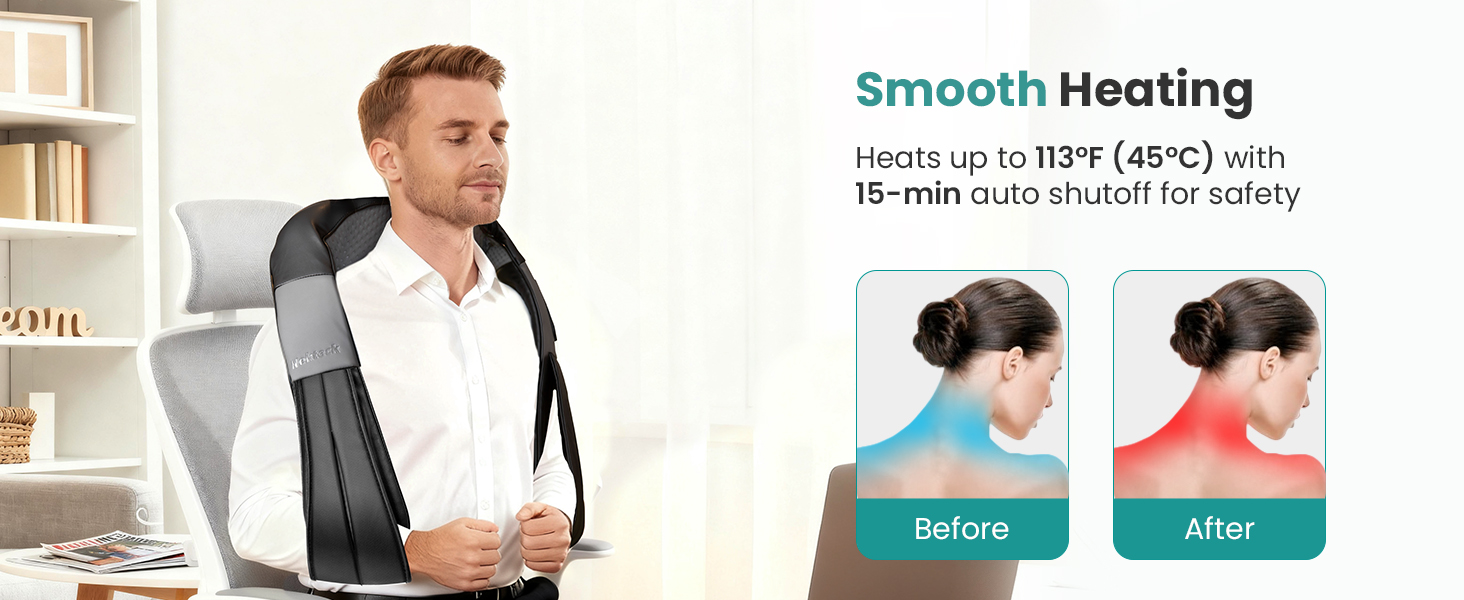 Nekteck Shiatsu Neck and Back Massager with Soothing Heat