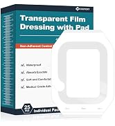 Ceeport Waterproof Transparent Film Dressing with Pad 25 Pack, 4"x4.75" Large Bandages Adhesive P...