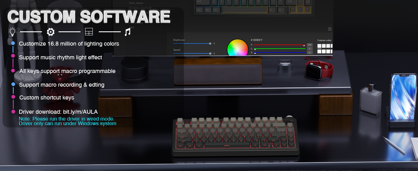 programmable keys keyboard custom keyboard rgb backlit led light up gaming keyboard wireless