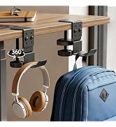 Heavy Duty Desk Hook Clamp(1 PCS), 360° Rotating Backpack Hanger with Height Adjustment, No Drill...