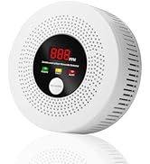 2-in-1 Smoke and Carbon Monoxide Detector 10-Year Battery-Powered CO Alarm with Clear LCD Display...