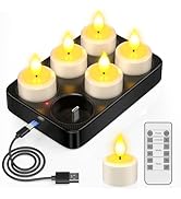 PChero Rechargeable Flameless Candles with Remote Timer &amp; Charging Base, Long Lasting LED Tea Lig...
