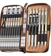 Nicpro 30PCS Art Mechanical Pencil Set in Leather Case, Metal Drafting Pencil 0.5 mm, 0.7 mm, 0.9...