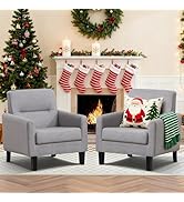 Accent Chairs Set of 2, Mid Century Modern Living Room Chairs Comfy Reading Chair with Upholstere...