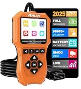 VEHLIVE OBD2 Scanner Diagnostic Tool, Check Engine Light Car Code Reader with Reset, Battery Test...