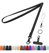 YANTHKEY Stretchy Long Thin Braided Lanyard for ID Badges &amp; Keys, with Phone Tether Tab &amp; Key Rin...