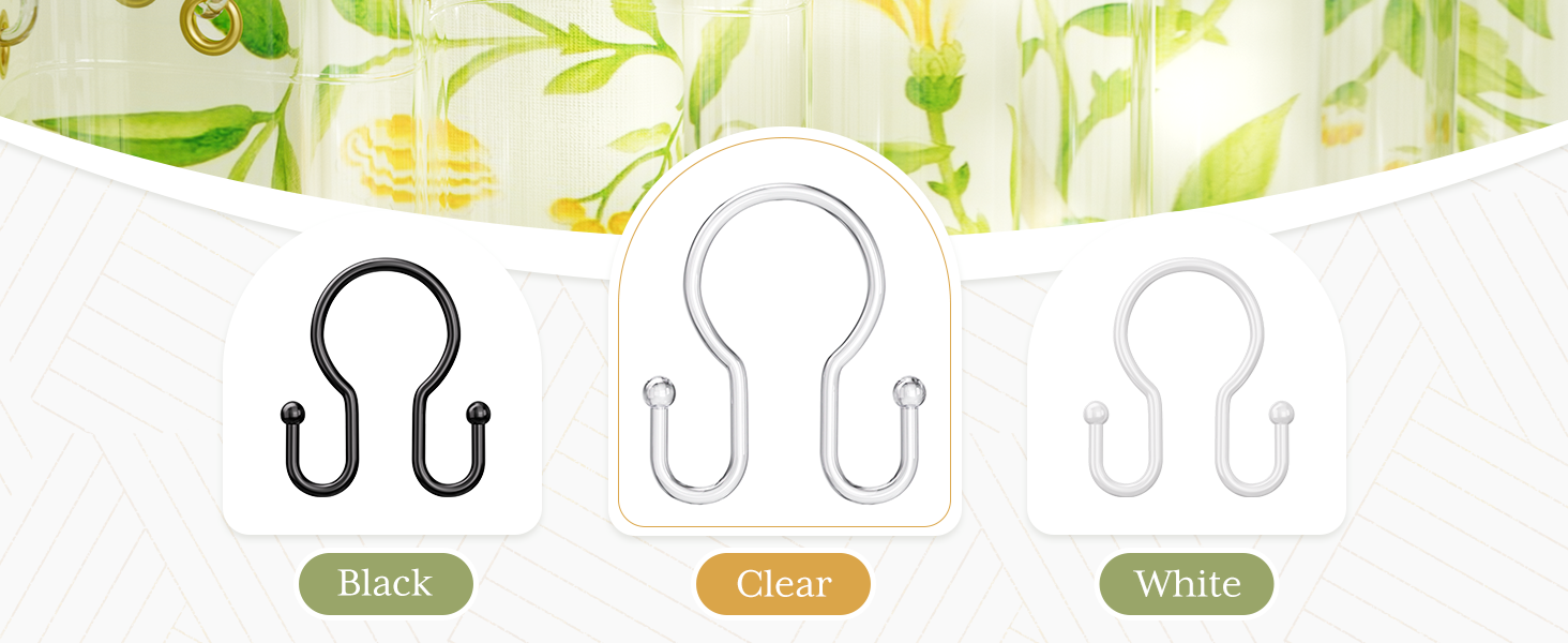Shower Curtain Hooks Shower Curtain Rings RustProof Smooth Metal Double Shower Curtain Hook