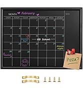 TORASO Calendar Chalkboard, Small Magnetic Surface Black Wood Frame Chalk Board for Planning/Scho...