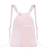 BAVELOE Drawstring Backpack with Mesh Pocket Water Resistant String Beach Swim Sports Gym for Wom...