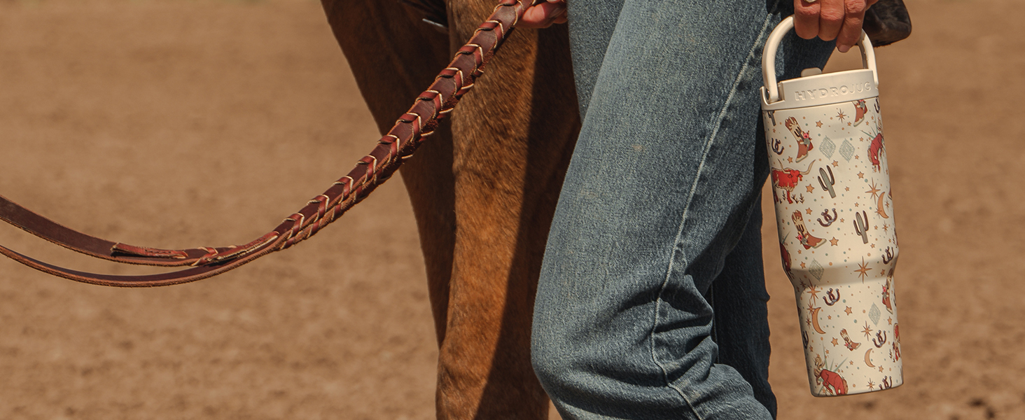 western themed stainless steel reusable 32oz water bottle