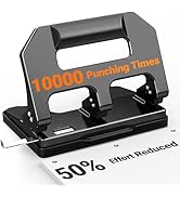 3 Hole Punch Heavy Duty, AFMAT 3 Hole Puncher for Binder, 10000+ Punching Times, 40-Sheet Three H...