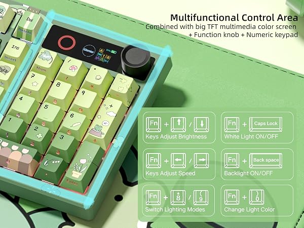 Frog Wireless Mechanical Creamy Keyboard,Gaming Keyboard with Number Pad,98% Keyboard