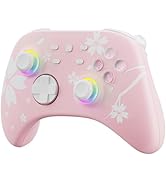 Mytrix Wireless Pro Controllers with Hall Effect Joysticks/Hall Trigger (No Drift),Sakura Pink Bl...