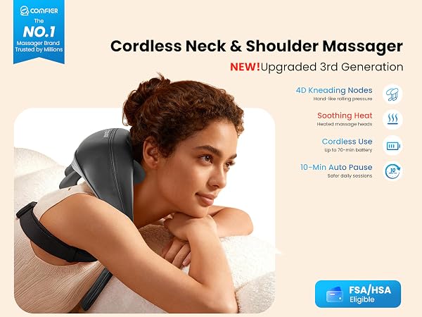 Deep kneading comfort for neck, traps, shoulders and upper back