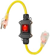 Heavy Duty Extension Cord with On/Off Switch, Outdoor Waterproof Inline Power Switch (Hook Mount,...