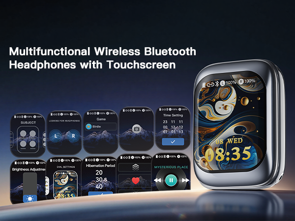 Multifunctional Wireless Bluetooth Headphones with Touchscreen