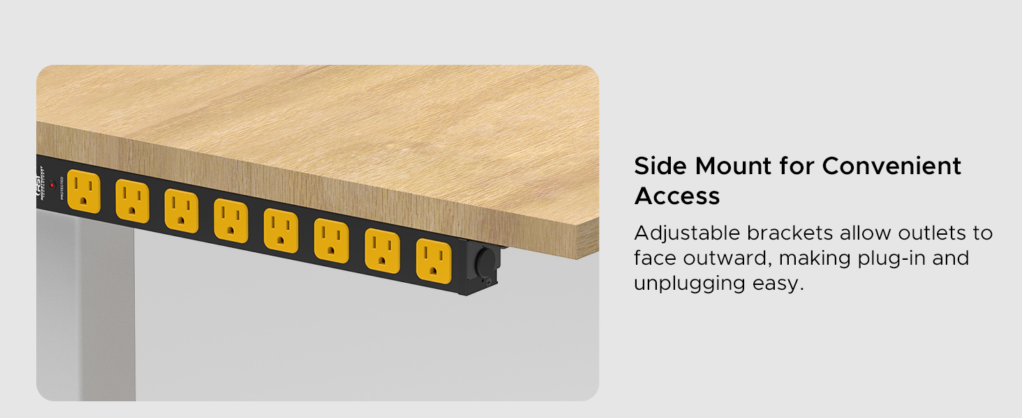heavy duty power strip desk side mount