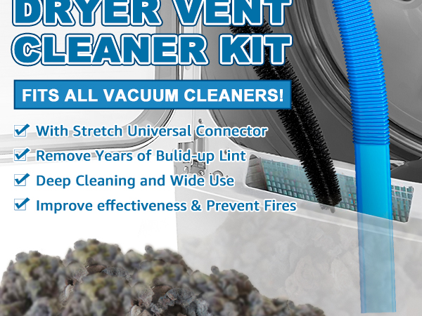 dryer vent cleaner kit with Stretch Universal Connector
