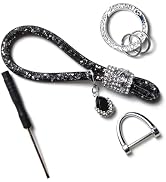 sdidzad Bling Car Keychain, Crystal Rhinestone Net Rope Key Chain, Anti-Lost Durable Shiny Car Ke...