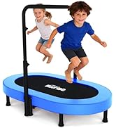 BLUERISE 56IN Toddler Double Mini Trampoline for Kids Foldable Frame Trampoline ASTM Certified-To...