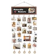 QUEENLINK Picture Frames Collage Wall Decor, Hanging Multi Photo Display with Blackboard and 30 C...