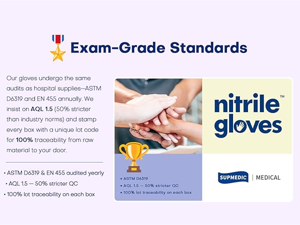 Supmedic Exam grade standard gloves medical glove