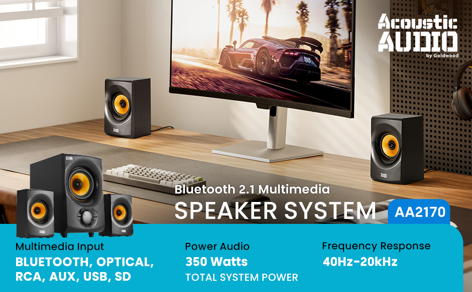 Typical 2.1 setup for a computer.