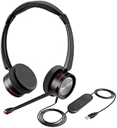 MKJ Wired USB Headphonefor PC/Mac/Laptop, USB Headset with Noise Canceling Microphone for Call Ce...