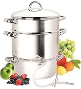 Cook N Home Basics Canning Juice Steamer Extractor With water/cooking pan, juice pan, strainer/lo...