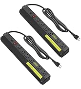 JUNNUJ Heavy Duty Metal Power Strip 20 Amp 2 Pack, High Amp Surge Protector 6 Outlet, 20A Power W...