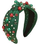 Mdscve Christmas Head Bands for Women's Hair Knotted Headband With Pearl Rhinestone Hair Bands fo...