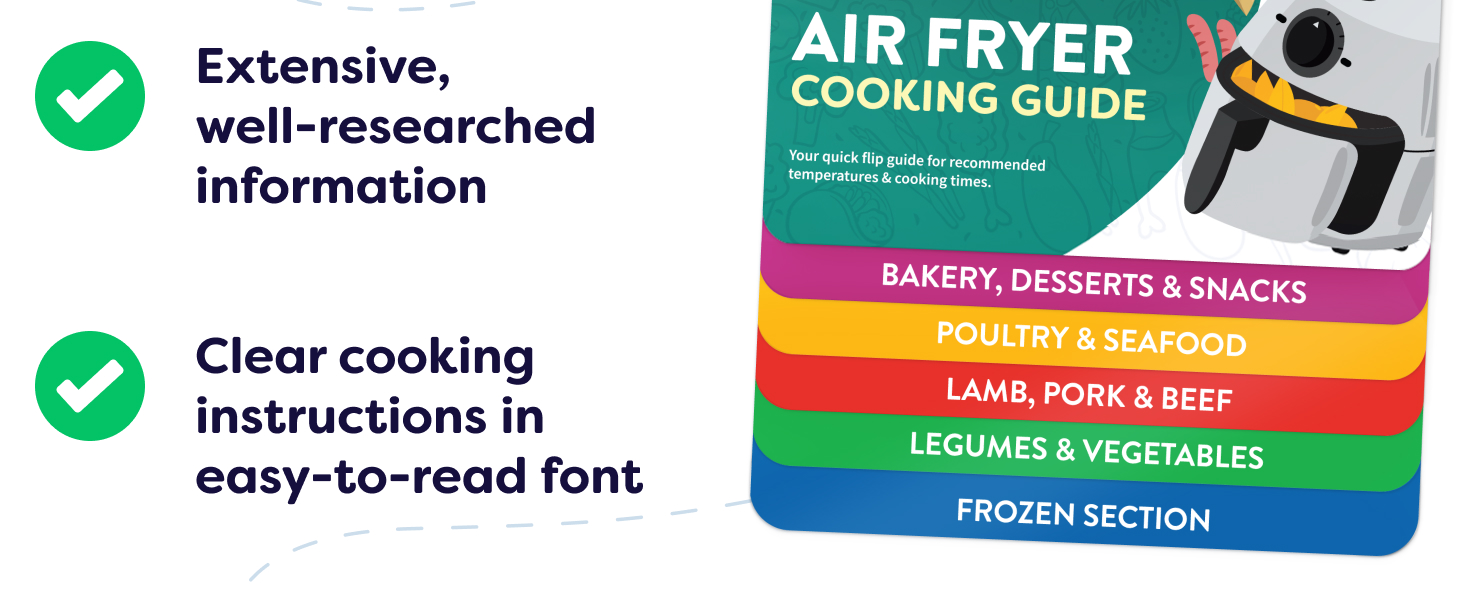 Air Fryer Cheat Sheet Magnets Cooking Guide Booklet