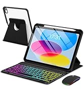 EAMPANG Case with Keyboard Mouse for iPad A16 11th 10th Generation 11/10.9 inch,Rainbow Backlit D...