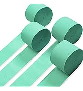PartyWoo Crepe Paper Streamers 4 Rolls 328ft, Pack of Mint Green Crepe Paper for Party Decoration...