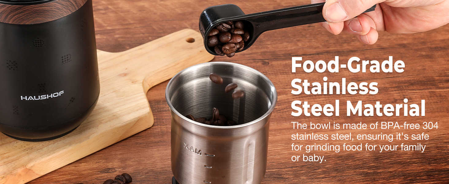 HAUSHOF Black Electric Coffee Blade Grinder (UL Plug)