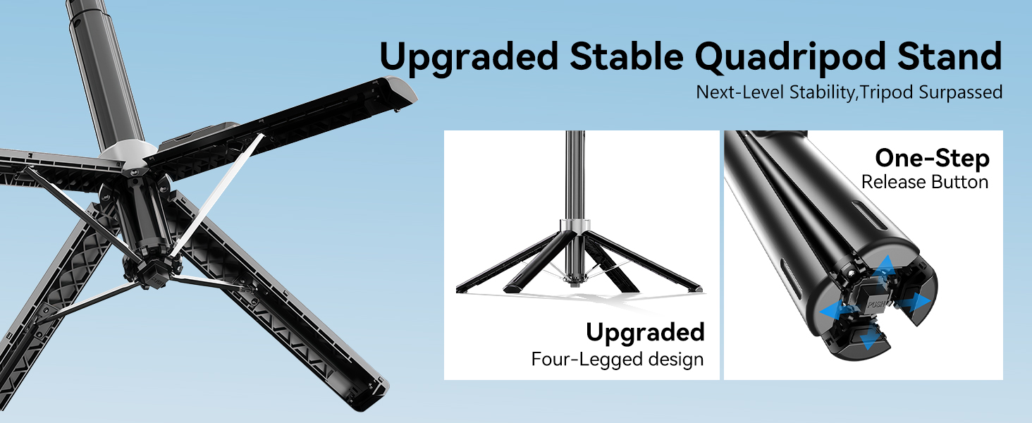 Quadripod Structure of 4 Legs Portable Selfie Stick iPhone Tripod Phone Tripod Stand Selfie Stick