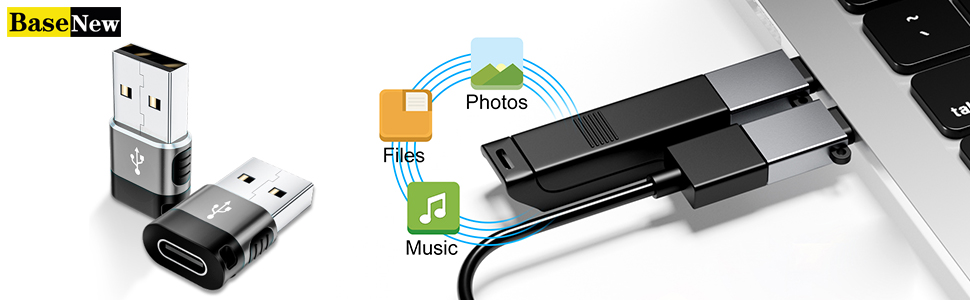 BaseNew USB C to USB Adapter 4 Pack,USB Male to USB C Female, USB C Male to USB 3.0 Female