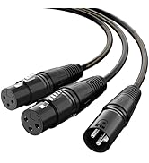 Tisino XLR Y-Splitter Cable, Dual Female XLR to Male XLR Mic Combiner Y Cord Balanced Microphone ...