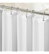 BTTN White 3 in 1 Linen Textured Cloth Shower Curtain with Liner Set, 72x72 | 230GSM Heavy Duty P...