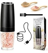 Rechargeable Salt and Pepper Grinder Set Gravity, Automatic and Refillable Salt and Pepper Shaker...