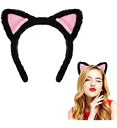 Plush Cat Ears Headbands - Soft Hair Accessories for Makeup, Shower, Teen Girls and Women