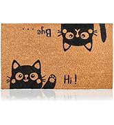 Hi-Bye Cat - 17"x29" - Coir Door Mat with Heavy Duty Backing - Welcome Mats for Entryway, Porch -...